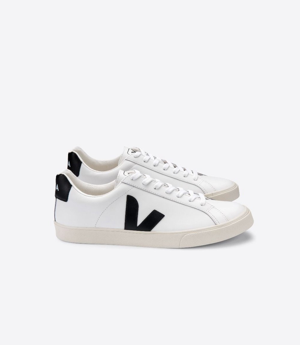 Tenis Veja Mujer - Esplar Cuero - Blancos/Negros - 702CEMXUL